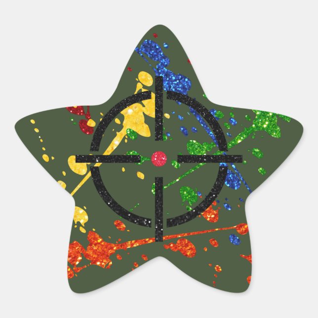 Glitter Paintball Party Targets Star Sticker (Front)