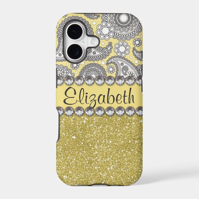 Glitter Paisley Rhinestone Print Pattern (Back)