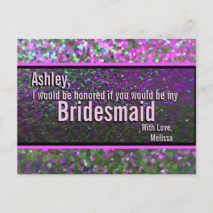 Glitter Party Glam - Will You Be My Bridesmaid? Invitation Postcard