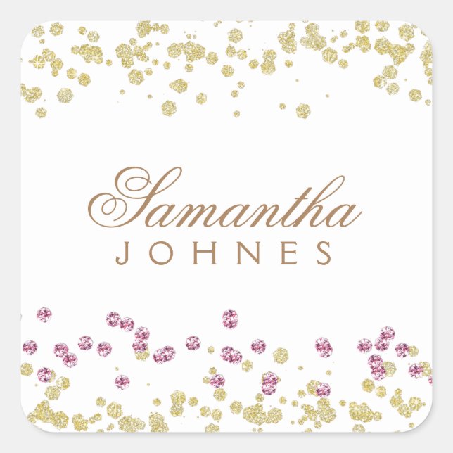Glitter Party Rose and gold monogram sticker (Front)