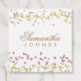 Glitter party rose and gold thank you favour tags