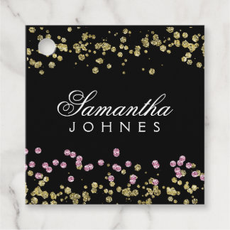 Glitter party rose and gold thank you favour tags