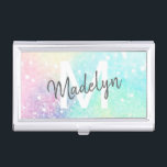 Glitter Pastel Bokeh Girly Colourful Pattern Business Card Holder<br><div class="desc">A beautiful multicolor pastel glitter pattern,  that you can personalize with your custom details.</div>