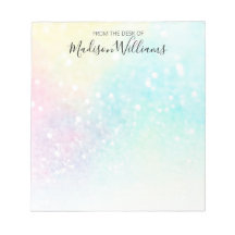 Glitter Pastel Bokeh Girly Colourful Pattern Notepad
