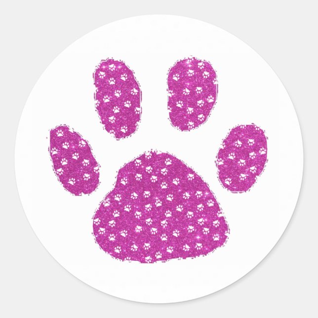 Glitter pawprint  classic round sticker (Front)