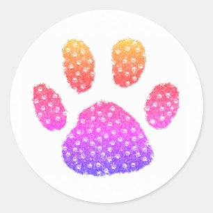 Glitter pawprint classic round sticker