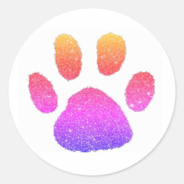 Glitter pawprint  classic round sticker (Front)