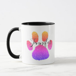 Glitter pawprint personalized coffee mug