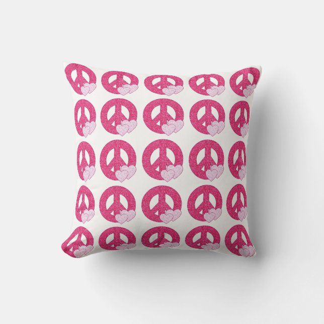 Glitter Peace Sign Throw Pillow (Front)