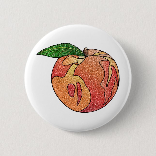 Glitter Peach 2 Inch Round Button (Front)