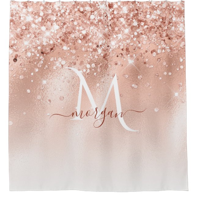 Glitter Peach Rose Gold Monogram (Front)