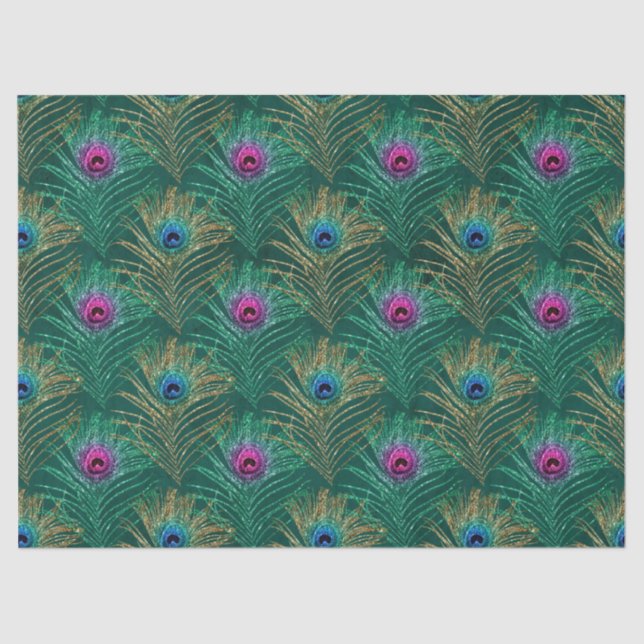 Glitter Peacock Feather Series Design 9 Tissue Paper (Front)