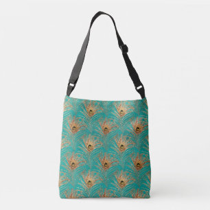 Glitter Peacock Feathers Pattern  Crossbody Bag