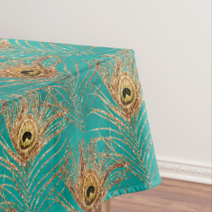 Glitter Peacock Feathers Pattern  Tablecloth