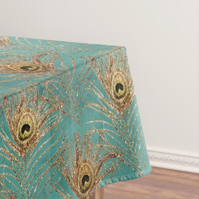 Glitter Peacock Feathers Pattern  Tablecloth (In Situ)
