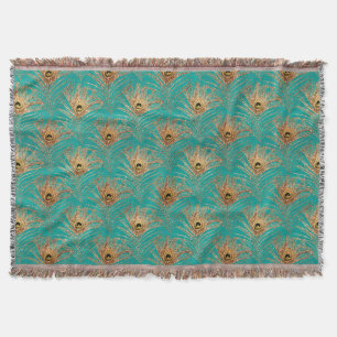 Glitter Peacock Feathers Pattern  Throw Blanket