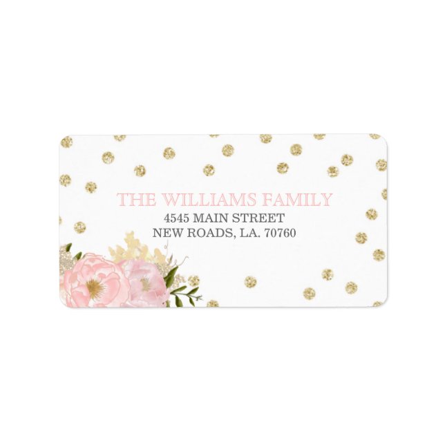 Glitter Peony Wedding Labels (Front)