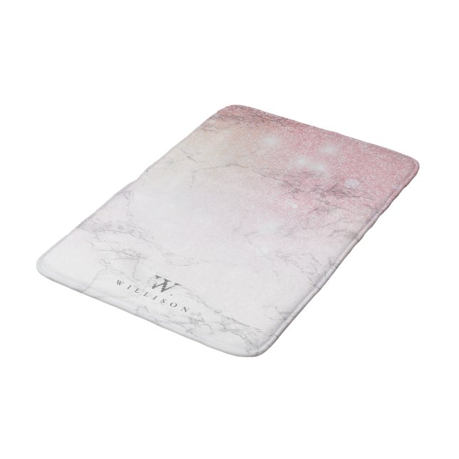 Glitter Personalized Marble Bath Mat (Angled)