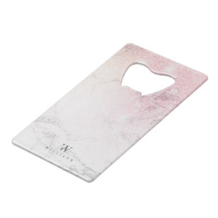 Glitter Personalized Marble Credit Card Bottle Opener