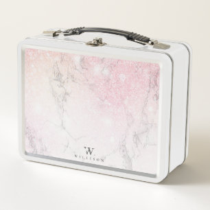 Glitter Personalized Marble Metal Lunch Box