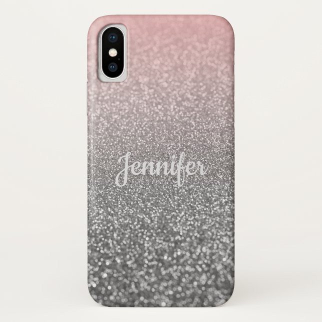 Glitter Personalized shiny sequin sparkle pink sil Case-Mate iPhone Case (Back)