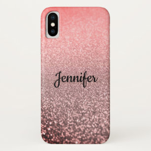 Glitter Personalized shiny sequin sparkle pink sil Case-Mate iPhone Case