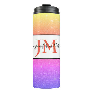 glitter personalized thermal tumbler