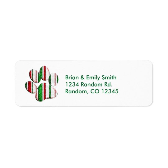 Glitter pet paw print customizable address labels