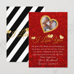 Glitter Photo I Love You Anniversary Card For Wife