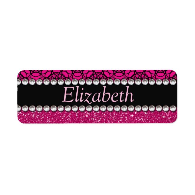 Glitter Pink and Black Pattern Rhinestones (Front)