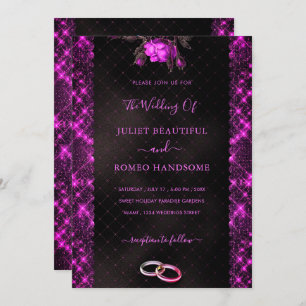 Glitter Pink Black Wedding Invitation Template