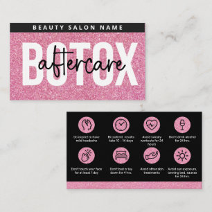 Glitter Pink Botox Filler Instruction Aftercare  Business Card