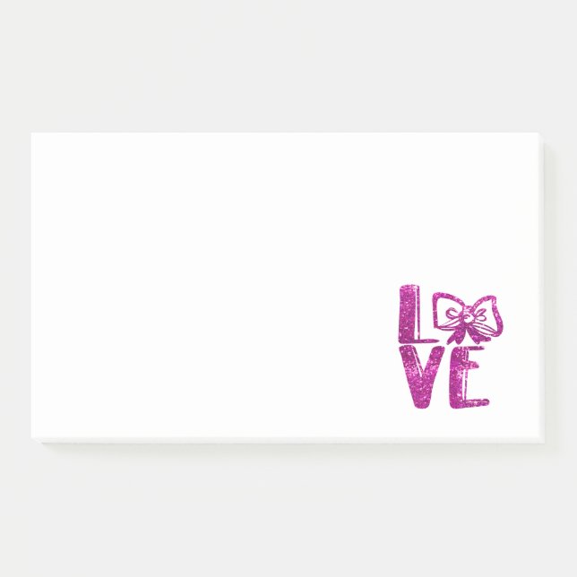 glitter pink bow post-it notes (Front)