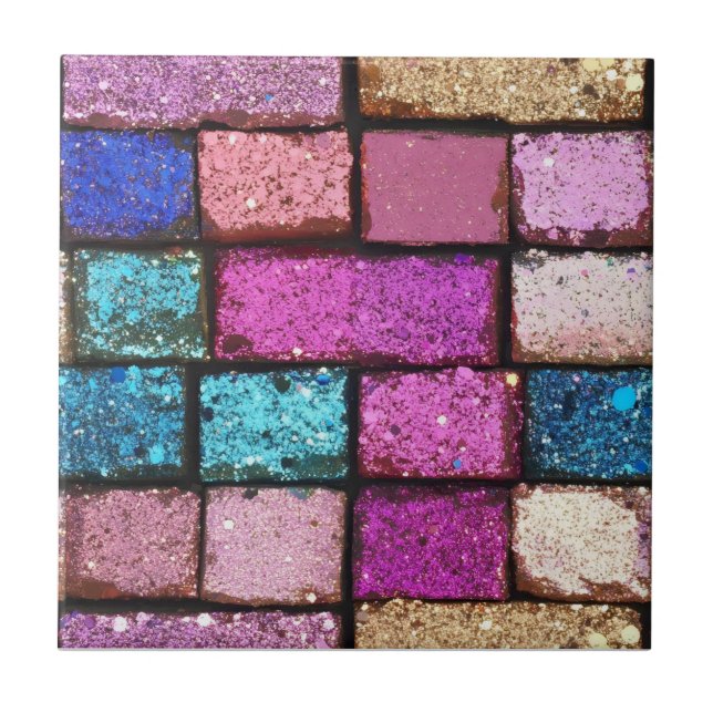 Glitter Pink Brick Pattern Tile (Front)