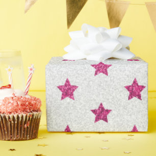 Glitter Pink Colour Simple Design Gift Wrapping Paper