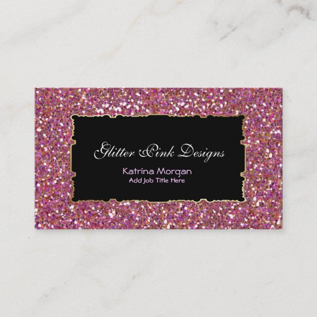 Glitter Pink Elegance Business Cards (Front)