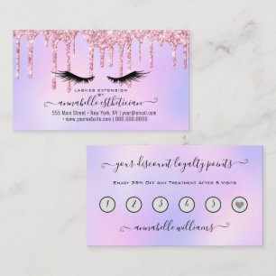 Glitter Pink Eyelash Extension Loyalty Business Card
