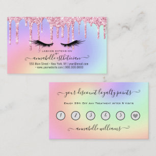 Glitter Pink Eyelash Extension Loyalty Business Card