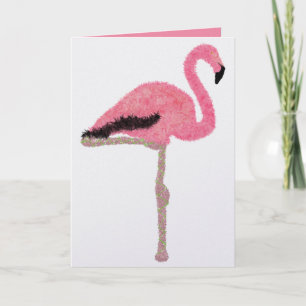 Glitter pink flamingo beach Christmas Holiday Card