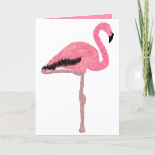Glitter pink flamingo holiday card