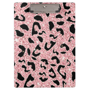 GLITTER PINK LEOPARD CLIPBOARD