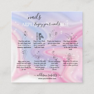 Glitter Pink Marble Splash Nail Application Guide  Square Business Card