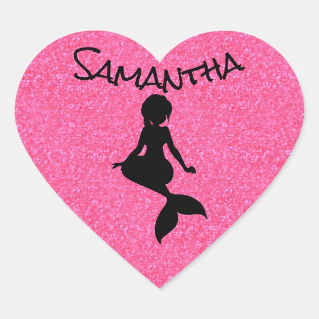 Glitter Pink Mermaid Sticker (Front)