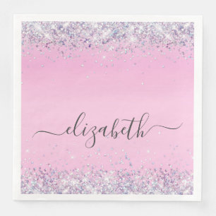 Glitter Pink Monogrammed Napkin