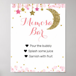 Glitter pink moon Watercolor Mimosa Bar Sign
