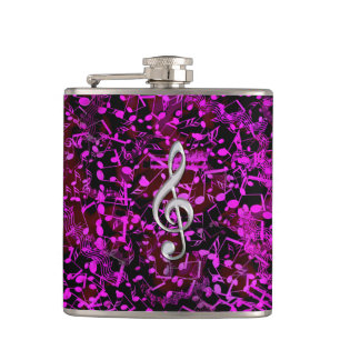 Glitter Pink Musical Notes Treble Clef Music Flask