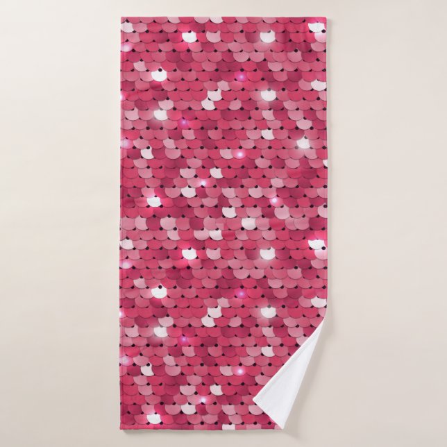 Glitter pink sequin pattern bath towel (Bath Towel)