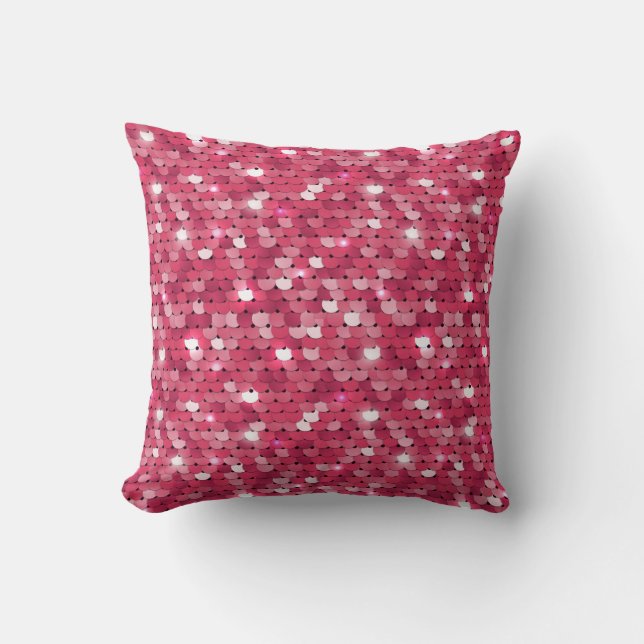 Glitter pink sequin pattern throw pillow (Front)