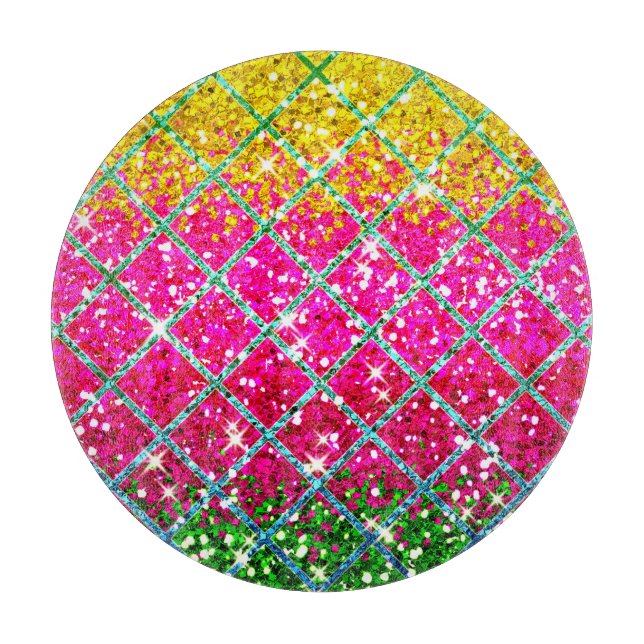 Glitter Pink Snakeskin Cutting Board (Front)