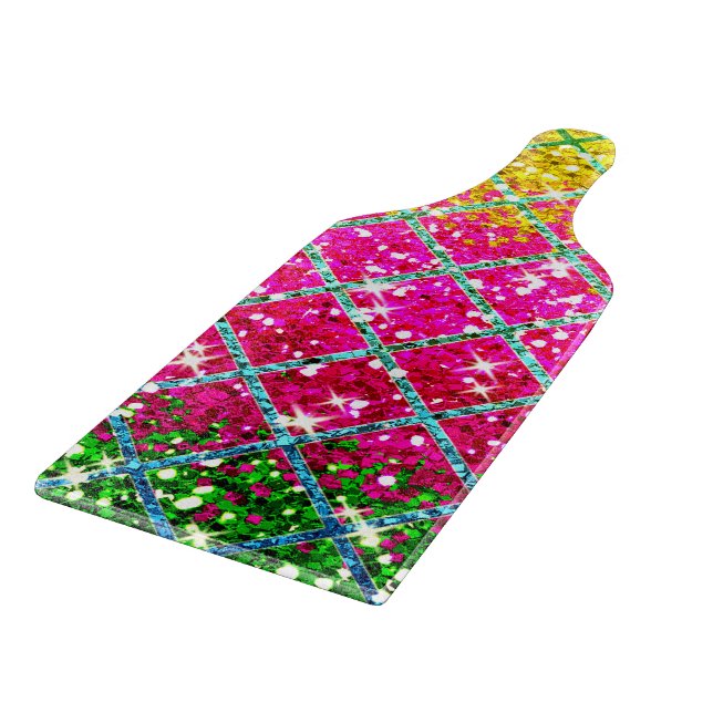 Glitter Pink Snakeskin Cutting Board (Corner)